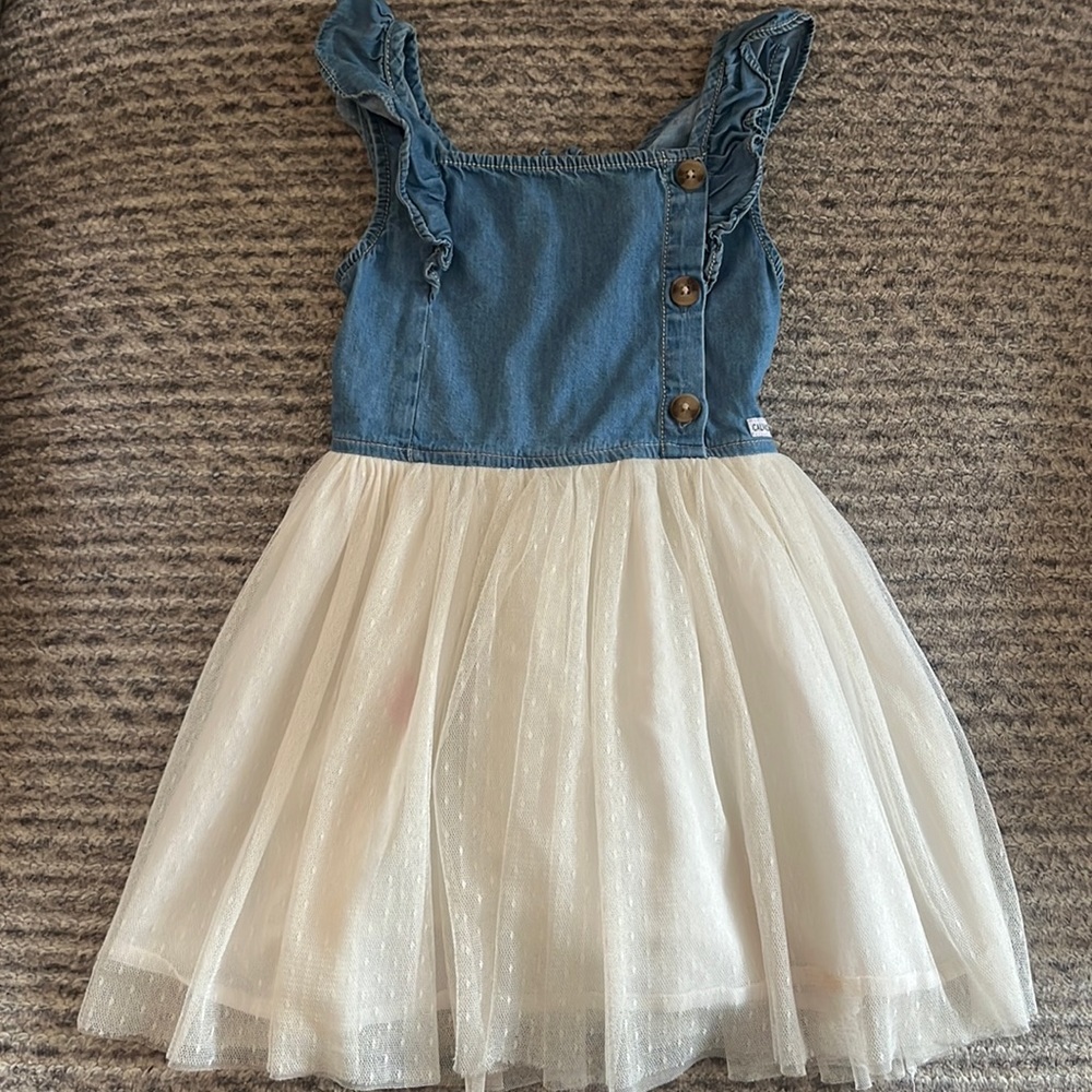 Calvin Klein Jeans denim top white lace skirt sleeveless dress 5T